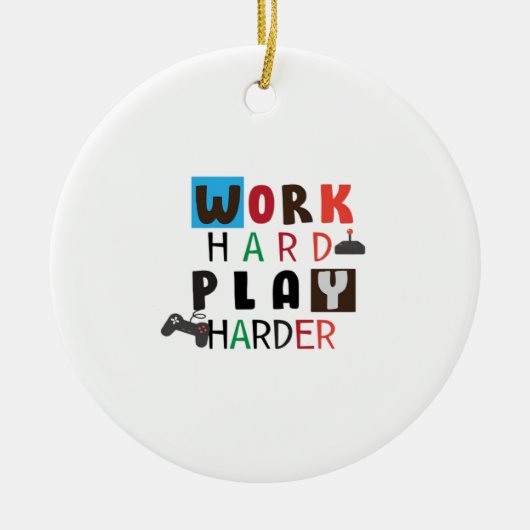 作業懸命遊その懸命おもしろい引用文労働日 セラミックオーナメント (正面)