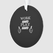 作業懸命遊懸命ブラックバックグランドVネック オーナメント (正面)