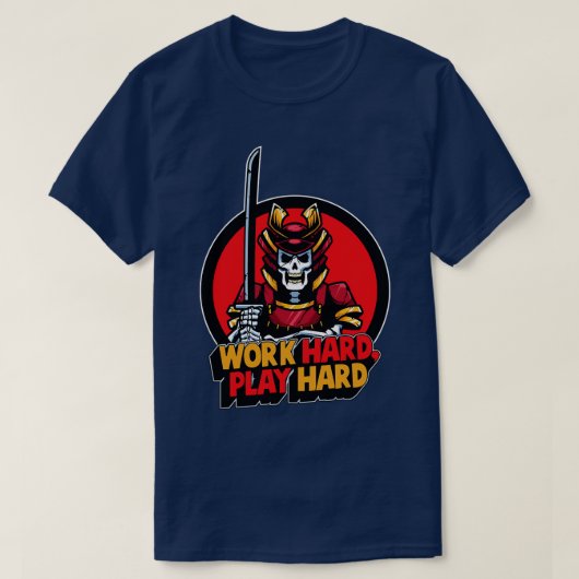 作業懸命遊懸命侍スカル Tシャツ (デザイン正面)