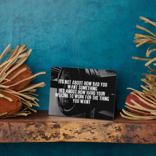 作業懸命-ボディビルトレーニング やる気を起こさせる フォトプラーク (側面)