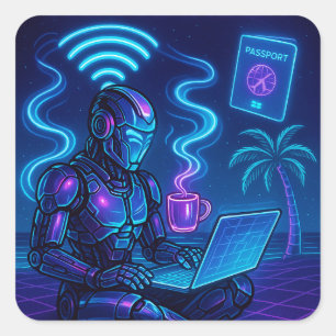 作業懸命WiFiハードサイバーパンクロボットデカール スクエアシール