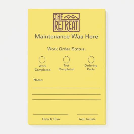 作業指示スリップまたは滑ること ポストイット (正面)