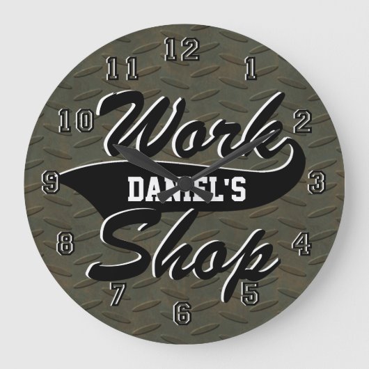 作業現場のパーソナライズ ラージ壁時計 (正面)