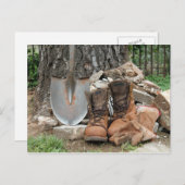 作業用ブーツ及びショベル ポストカード (正面/裏面)