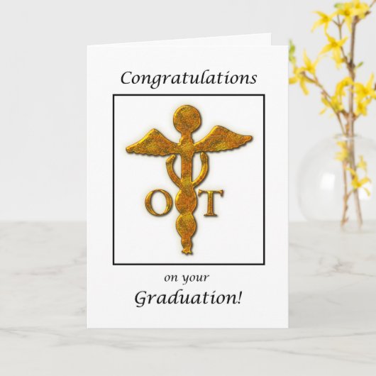 作業療法の卒業の旧式な金ゴールドの一見 カード (黄色い花)