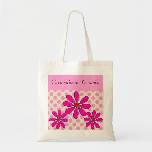 作業療法士のピンクのデイジーのトートバック トートバッグ (正面)