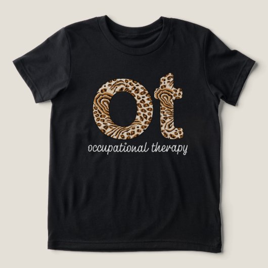 作業療法士 OT チーター プリント トライブレンドTシャツ (デザイン正面)