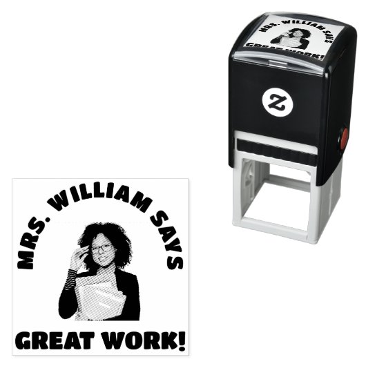 作業素晴らし先生写真と名前承認ゴム セルフインキングスタンプ (インサイチュ)