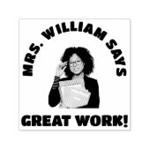 作業素晴らし先生写真と名前承認ゴム セルフインキングスタンプ (デザイン)