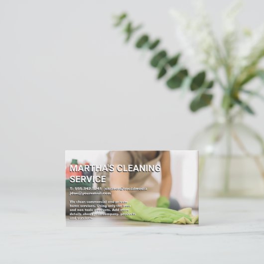 作業者の清掃床 名刺 (スタンド正面)