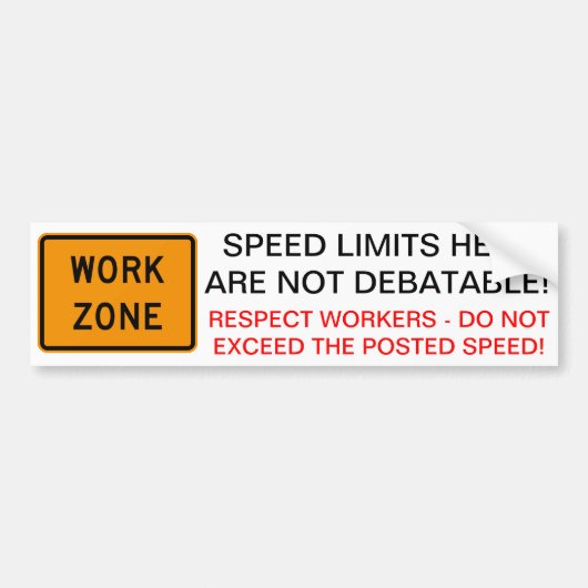作業領域の速度 バンパーステッカー (正面)