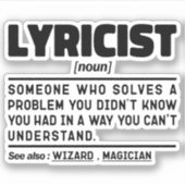 作詞名詞定義ソングライターのユーモアのあるジョーク シール (正面)