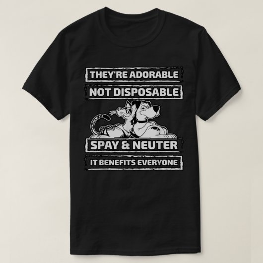 使い捨てのスペイと中性子Tは愛らしい  Tシャツ (デザイン正面)