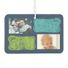 使い捨てカメラ青と緑のカスタム写真 カーエアーフレッシュナー