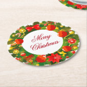 使い捨てクリスマスパーティーコースター ラウンドペーパーコースター (アングル)