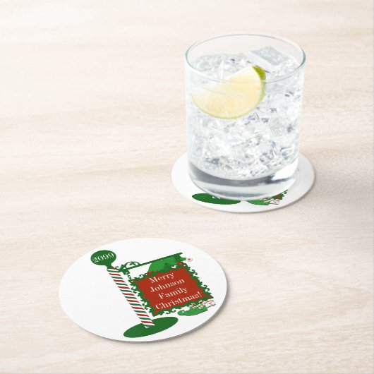 使い捨てクリスマス小妖精や小人コースターファミリー名 ラウンドペーパーコースター (インサイチュ)