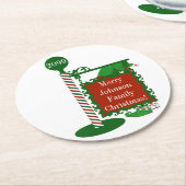 使い捨てクリスマス小妖精や小人コースターファミリー名 ラウンドペーパーコースター (アングル)