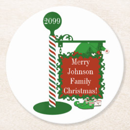 使い捨てクリスマス小妖精や小人コースターファミリー名 ラウンドペーパーコースター