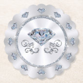 使い捨てコースター。ダイヤモンドをテーマにした誕生日パーティー ペーパーコースター (正面)