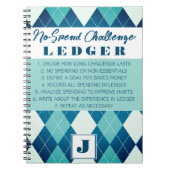 使い捨てチャレンジ元帳の青と白アーガイル ノートブック (正面)