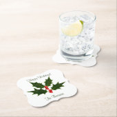 使い捨てハッピーホリデーズホリパーソナライズされたー ペーパーコースター (インサイチュ)