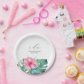 使い捨てブライダルシャワープレートピンクの花 ペーパープレート (パーティー)