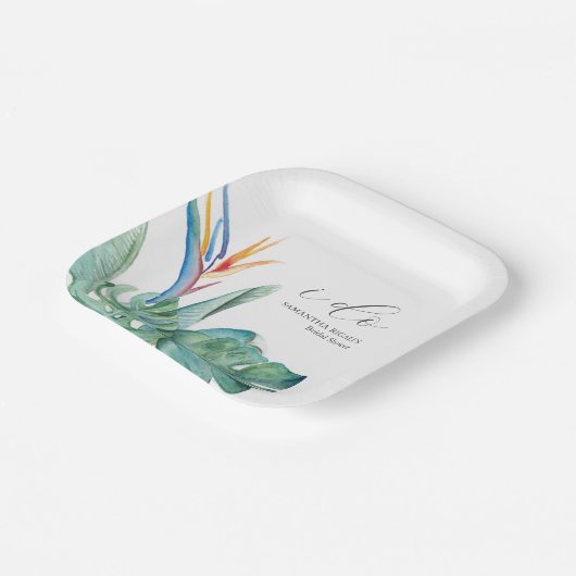 使い捨てブライダルシャワープレート熱帯花 ペーパープレート (傾斜あり)