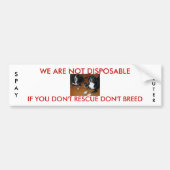 使い捨て可能ではないペット救助 バンパーステッカー (正面)