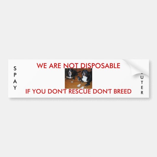 使い捨て可能ではないペット救助 バンパーステッカー (正面)