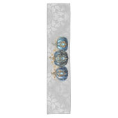 使い捨て美しい宝石で飾られた青いカボチャ ショートテーブルランナー (正面)