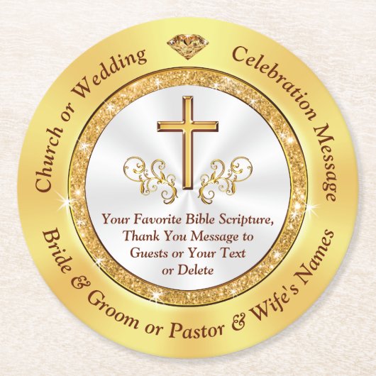 使い捨て、カスタム、クリスチャンのコースターに再利用可能 ラウンドペーパーコースター (正面)