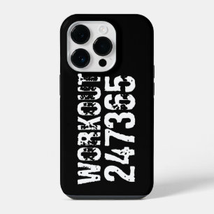使い込まれたようなスクラッチ加工のWorkout 247365 ホワイト iPhone 14 Proケース
