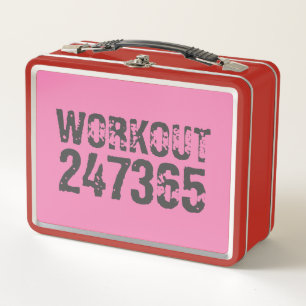 使い込まれたような風合いがかわいい Workout 247365 ピンク メタルランチボックス