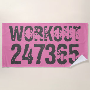 使い込まれたような風合いのWorkout 247365 ピンク ビーチタオル