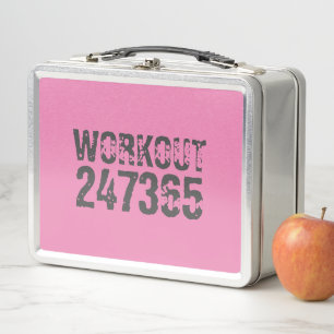使い込まれたような風合いのWorkout 247365 ピンク メタルランチボックス