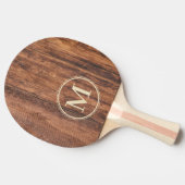 使い込まれたカッティングボードのモノグラム 卓球ラケット (横)