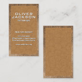 使い込まれた茶色の革 名刺 (正面/裏面)