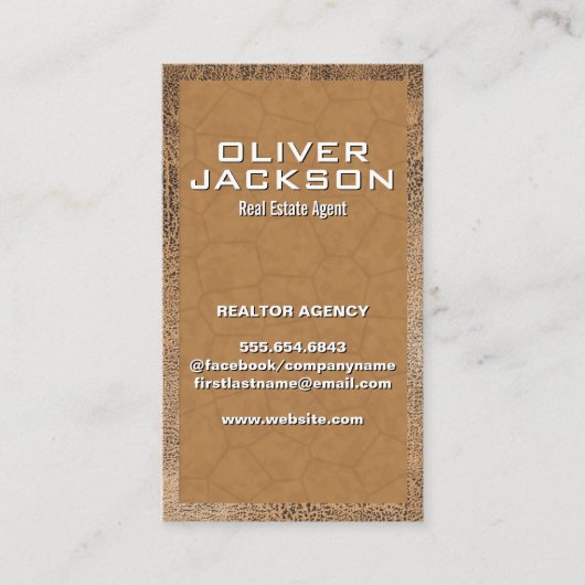 使い込まれた茶色の革 名刺 (正面)