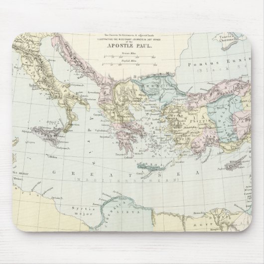 使徒のポールの宣教師旅行の地図 マウスパッド (正面)