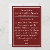 使徒の聖アンドリューのアイコン祈りの言葉カード シーズンカード (裏面)