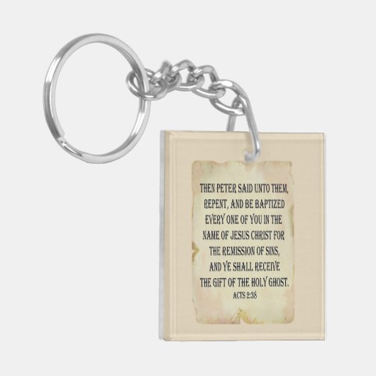 使徒の聖書の信者のための2:38 Keychainは機能します キーホルダー (正面左)