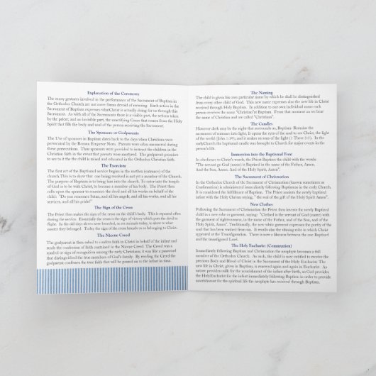 使徒ギリシャ正教会バプテスマ計画 プログラム (内部)