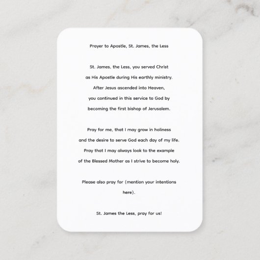 使徒サンジェームズザレス祈りの言葉カード 名刺 (裏面)