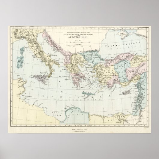 使徒パウロの宣教旅行の地図 ポスター (正面)