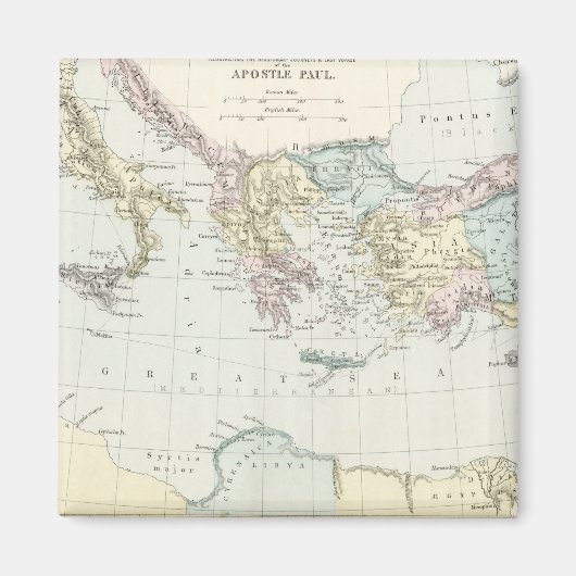 使徒パウロの宣教旅行の地図 マグネット (正面)