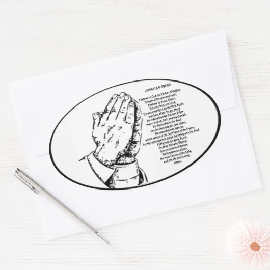 使徒信条祈りの言葉シール 楕円形シール (封筒)