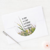 使徒行伝第17章28節は彼の中に住み、聖書の節を動かす ラウンドシール (封筒)