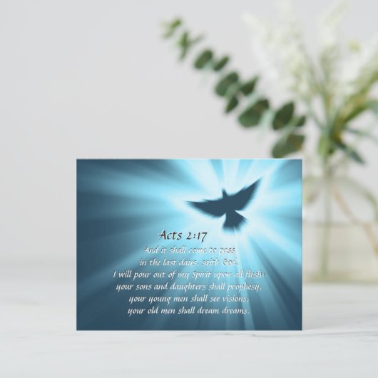 使徒行伝2:17 私は私の霊を注ぐ、聖書の詩 ポストカード (スタンド正面)