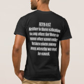 使徒行伝 4章12節 他に救い主となる者はなく Tシャツ (裏面)