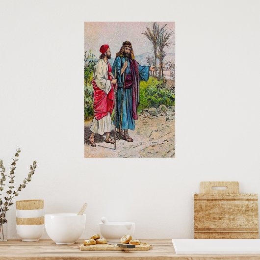 使徒11:19-26バルナバはサウルをアンティオキアにもたらす ポスター (キッチン)